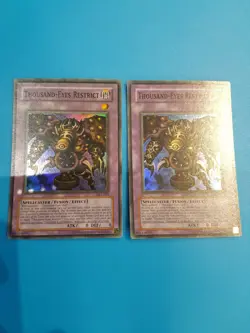 Yugioh Thousand-Eyes Restrict x2 Missprint Factory Faded DL1-001 SuperRare NM - Image 2