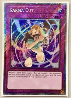 Karma Cut 1st Edition Platinum Secret Rare RA04-EN128 Yu-Gi-Oh! - Image 1