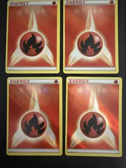 (x4) Fire Energy Reverse Holo Pokemon Card LP 2013 - Image 1