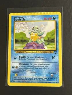 Squirtle 93/130 Base Set 2 Pokemon Crimp/ Crimped/ Error - Image 1