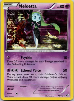 Meloetta 78/113 Holo Rare Legendary Treasures Pokemon Card LP - Image 1