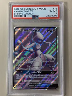 PSA 8 Pokemon Mewtwo GX Full Art Shining Legends #72/73 Holo Rare Card - Image 1