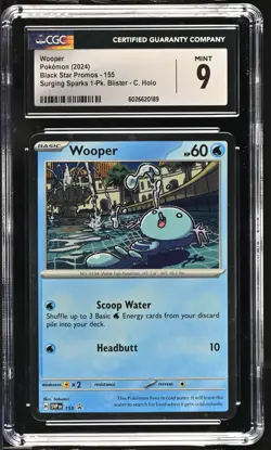 2024 POKEMON SURGING SPARKS BLACK STAR PROMOS 155 WOOPER HOLO CGC 9 - Image 1