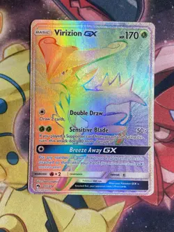 Pokemon Card - Virizion GX Lost Thunder 217/214 Secret Rare SM Rainbow Holo LP - Image 1