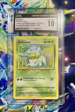 CGC MINT 10 Bulbasaur 001/034 Classic Collection holo Pokemon Card - Image 1
