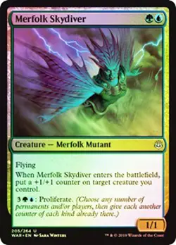 Merfolk Skydiver FOIL War of the Spark PLD Blue Green Uncommon CARD ABUGames - Image 1