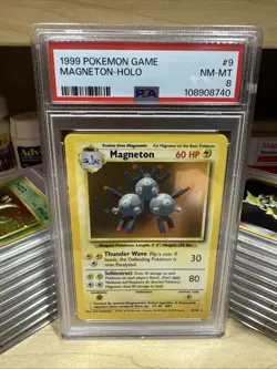 1999 POKEMON BASE SET UNLIMITED #9 MAGNETON - HOLO PSA NM/MT 8 - Image 1