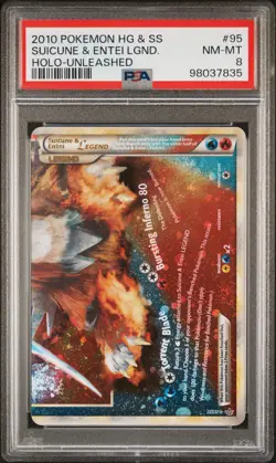 2010 POKEMON HEARTGOLD & SOULSILVER UNLEASHED SUICUNE & ENTEI LEGEND-HOLO PSA 8 - Image 1