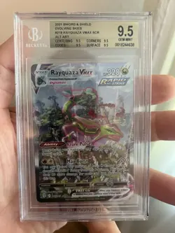 2021 Pokemon BGS 9.5 Rayquaza Vmax SCR ALT ART Evolving Skies #218 - Image 1