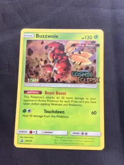 Pokemon Cards: Cosmic Eclipse Prerelease Promo: Buzzwole SM218 - Image 1