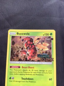 Pokemon Cards: Cosmic Eclipse Prerelease Promo: Buzzwole SM218 - Image 2