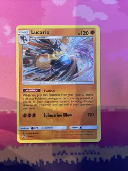 Pokemon Card Lucario SM54 Black Star Promo Holo Near Mint - Image 1