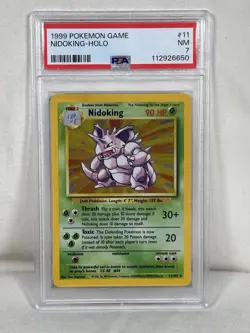 1999 Pokemon Game Base Set Nidoking Holo Card 11/102 PSA 7 NM - Image 1