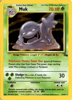 Muk 13/62 - Pokemon TCG Fossil Unlimited Holo Rare Card WotC LP - Image 1
