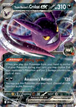 Team Rocket's Crobat ex 122/182 Pokemon Destined Rivals Double Rare NM - Image 1