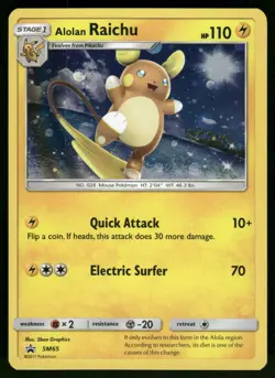 Alolan Raichu Holo SM65 SM Promos Pokemon - Image 1