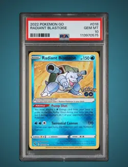 2022 POKEMON GO #018 RADIANT BLASTOISE PSA 10 Graded GEM MINT - Image 1