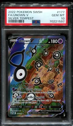PSA 10 GEM MINT Unown V 177/195 Silver Tempest Pokemon Card - Image 1