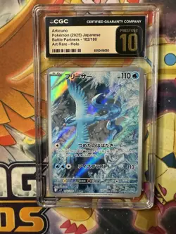 CGC 10 Pristine Articuno 102/100 AR Art Rare Battle Partners sv9 Pokemon Card - Image 1