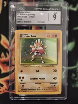 1999 POKEMON BASE SET UNLIMITED HITMONCHAN 7/102 CGC 9 CARD-053 - Image 2