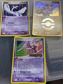 Deoxys EX Holo 17/107 Pokemon Card Lot Lugia 29/15 DAMAGED and Nidoking 8/112 - Image 1