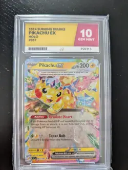 Pikachu 57 Slab Card Graded ACE 10 Gem Mint Surging Sparks Pokemon TCG - Image 1