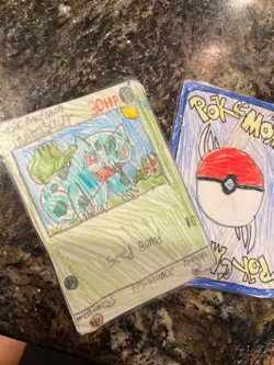 Hand drawn Pokemon cards by child entrepreneur, Bulbasaur, energy - Image 3