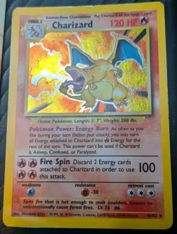 Pokemon Charizard 4/102 Base Set Vintage WOTC Holo Rare TCG Card - Image 1