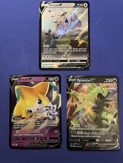 Pokemon Cards 3 Card Promo Lot Arceus V, Tyranitar V And Jirachi V - Image 1