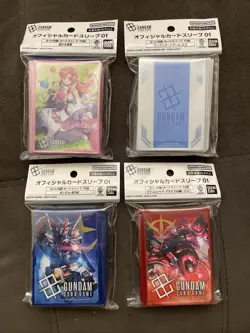 Gundam Card Game Official Card Sleeves 01 - 4pc Set (70 Sleeves Each) In Hand - Image 1