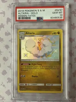 2019 POKEMON SUN & MOON HIDDEN FATES #SV37 ALTARIA-HOLO PSA 10 - Image 1