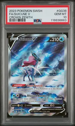 2023 Pokemon SWSH Crown Zenith #GG38 Gallery Full Art Suicune V PSA 10 Gem Mint - Image 1