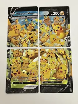 POKEMON! Pikachu V-Union SwSH Black Star Promo Set of 4 NM - Image 1
