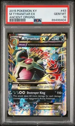 2015 Pokemon XY Ancient Origins M Tyranitar EX 43/98 Ultra Rare Holo PSA 10 MINT - Image 1