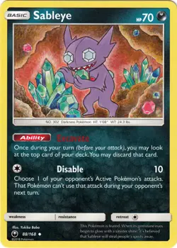 1x Sableye - 88/168 - Uncommon Celestial Storm Pokemon Near Mint - Image 1
