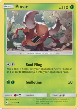 4x Pinsir - 6/149 - Uncommon Sun & Moon Base Set Pokemon Near Mint - Image 1