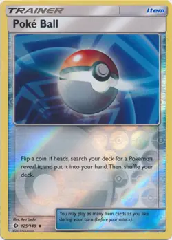 1x Poke Ball - 125/149 - Uncommon - Reverse Holo Sun & Moon Base Set Pokemon Nea - Image 1
