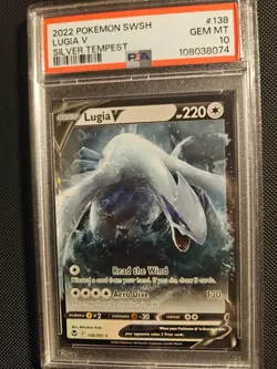PSA 10 GEM MINT Lugia V #138 Pokemon Sword & Shield Silver Tempest EN 2022 - Image 1