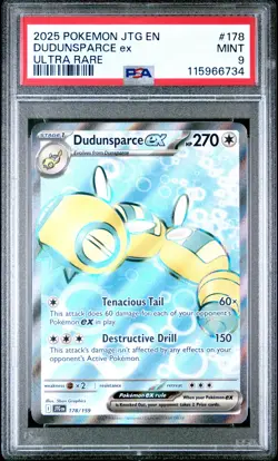 2025 POKEMON JTG EN-JOURNEY TOGETHER ULTRA RARE #178 DUDUNSPARCE EX PSA 9 - Image 1