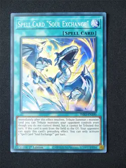 Spell Card Soul Exchange INFO Super Rare - 1st ed Yugioh Card #6HE - Image 1