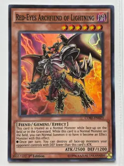 Yu-Gi-Oh Red-Eyes Archfiend of Lightning CORE-EN023 Super Rare 1st Edition NM - Image 1