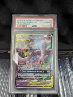 Pokemon Mewtwo & Mew GX 71/236 - Tag Team SM Sun & Moon Unified Minds - PSA 10 - Image 1