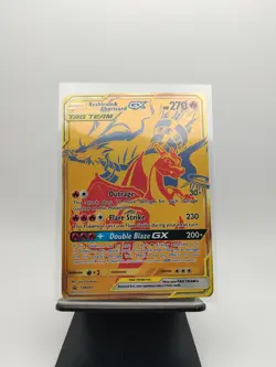 Pokemon Card TCG - Reshiram & Charizard GX SM247 Black Star Promo Gold Card NM - Image 1