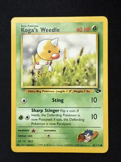 Koga's Weedle 82/132 - Gym Challenge - Regular - WOTC - Pokemon TCG - LP - Image 1