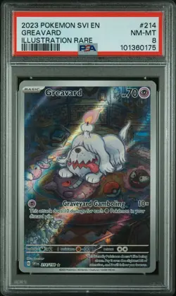 2023 POKEMON SVI EN-SCARLET & VIOLET ILLUSTRATION RARE #214 GREAVARD PSA 8 - Image 1