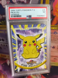 Pokemon Card Pikachu Topps 1999 Vintage Rare Deutsch PSA 7 Blue Logo - Image 1