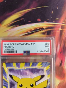 Pokemon Card Pikachu Topps 1999 Vintage Rare Deutsch PSA 7 Blue Logo - Image 4