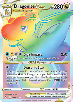 Pokemon TCG Dragonite VSTAR 081/078 Pokemon GO Rainbow Secret Rare NM/M - Image 1