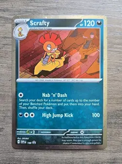 Pokemon TCG Scrafty SVP 188 Cosmos Holo Scarlet & Violet Black Star Promo NM - Image 1