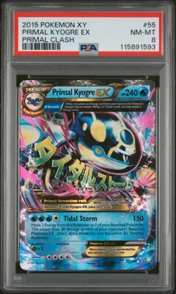 2015 POKEMON XY PRIMAL CLASH PRIMAL KYOGRE EX #55 PSA 8 NM #115891593 - Image 1